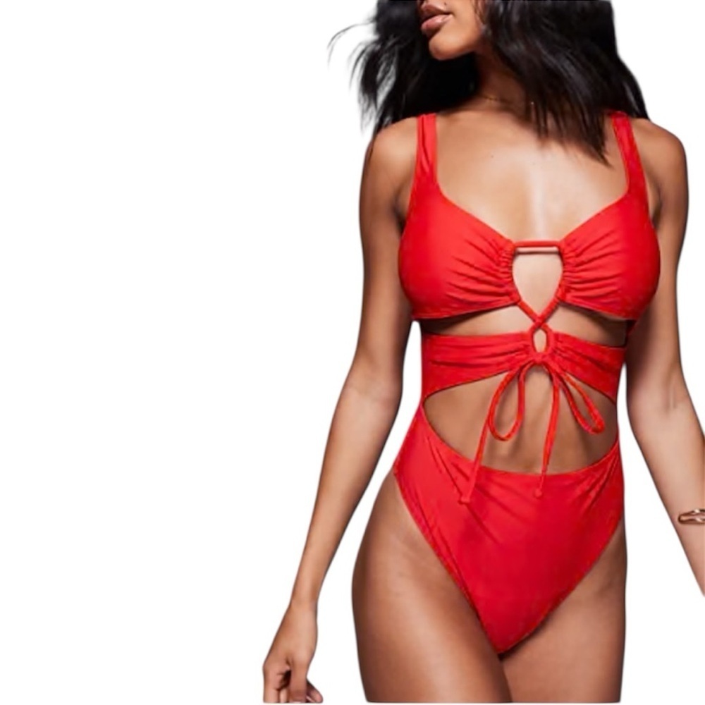 🆕 RED One Piece Bathing Suit Size S